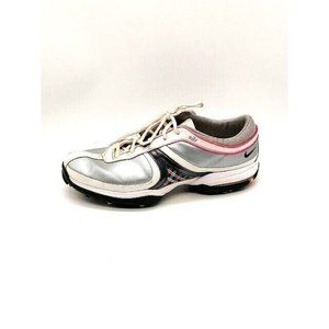 Nike Womens Sneakers Gray Leather Plaid Trim Lace Up Golf Shoe Padded Low Top 10